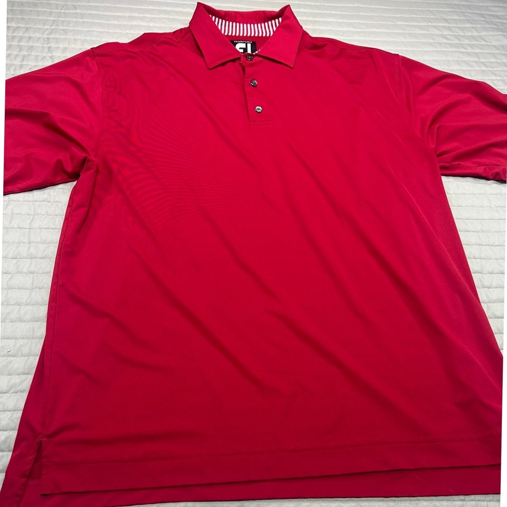 FootJoy ProDry Lisle Mens Golf Polo Shirt Red Short Sleeve Stretch Size XL - Picture 3 of 8